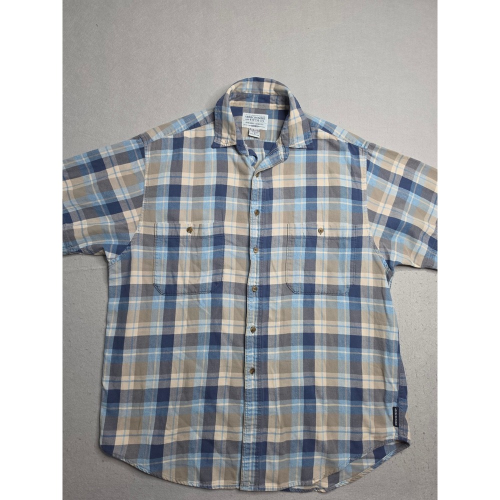 Abercrombie & Fitch Shirt Men's Medium Multicolor Plaid 100% Cotton Button-Up